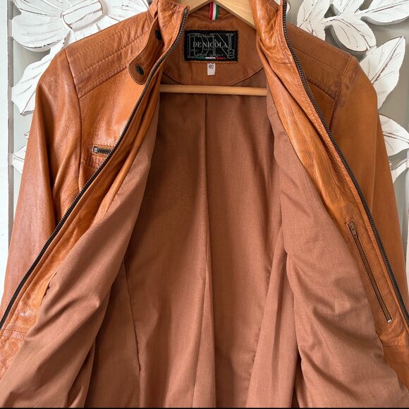 NWOT - De Nicola Light Brown Leather Jacket - Picture 6 of 13